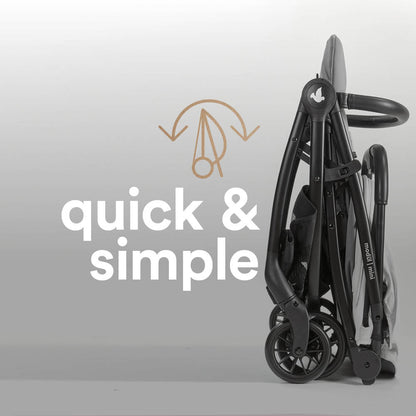 modül | mini small compact stroller black horizon with Free Stroller Fan